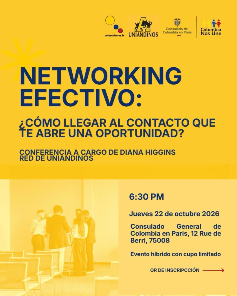 Invitación al encuentro de networking del Consulado de Colombia en París