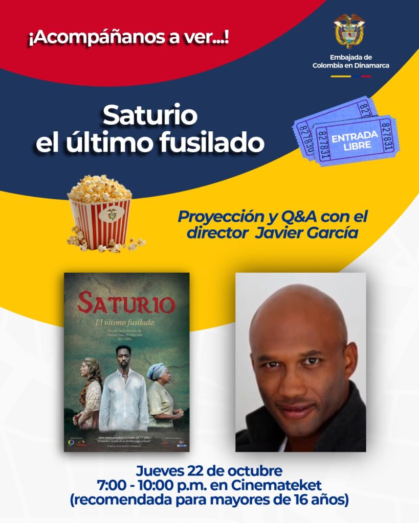 Afiche de la proyección de Saturio, el último fusilado en Cinemateket, Copenhague